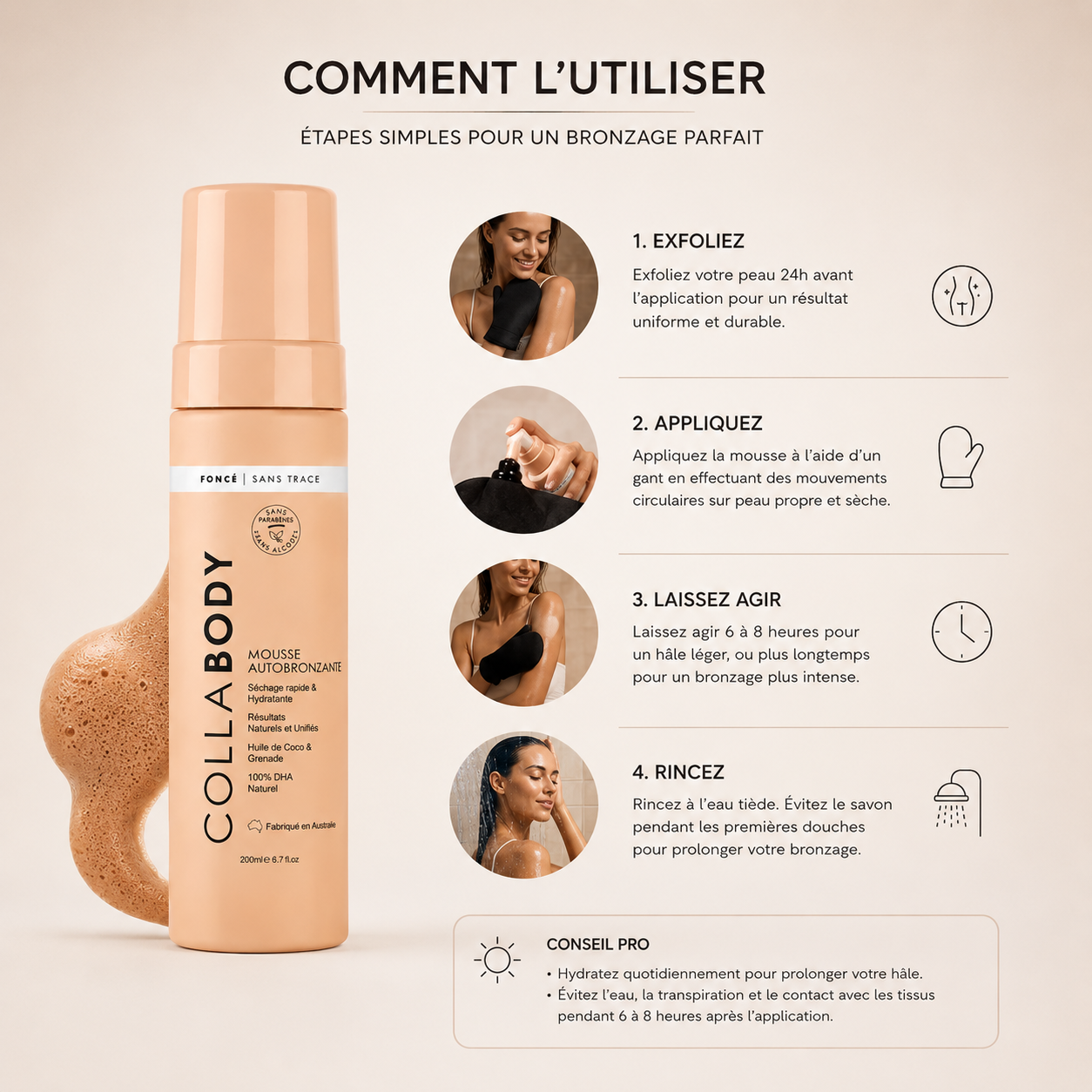Collavie Mousse autobronzante violet foncé