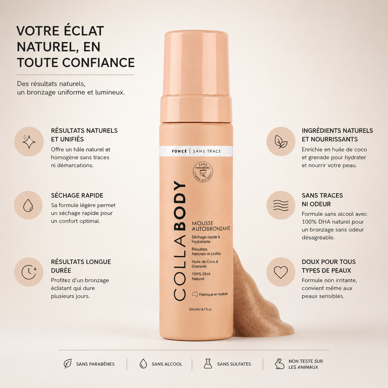 Collavie Mousse autobronzante violet foncé