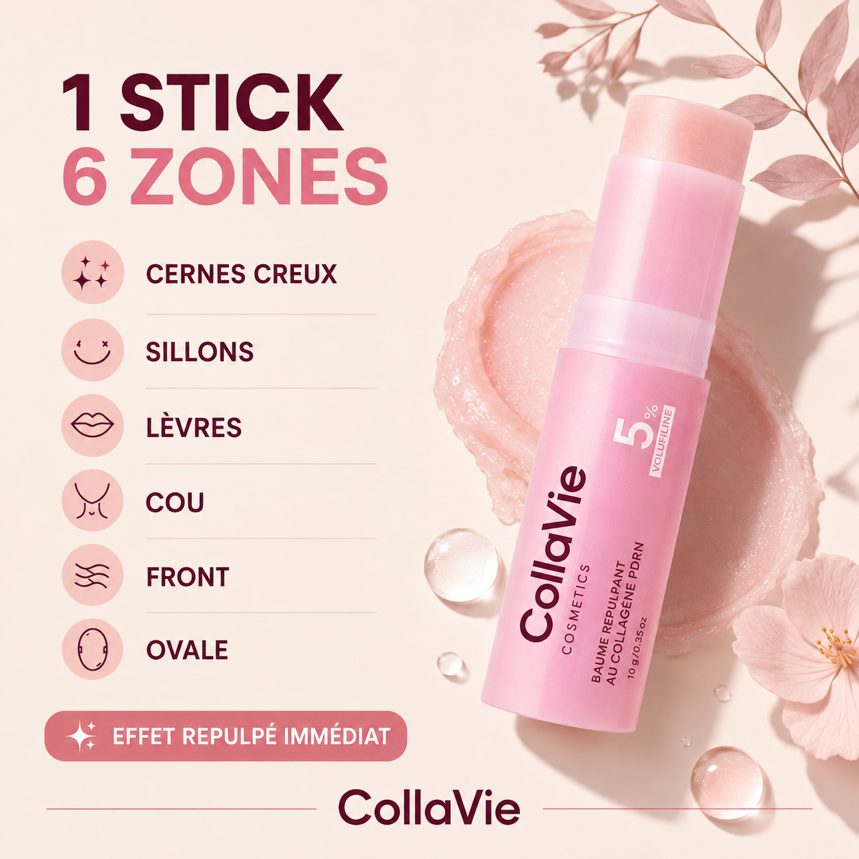 COLLAVIE — STICK REPULPANT 5 % VOLUFILINE + PDRN + COLLAGÈNE